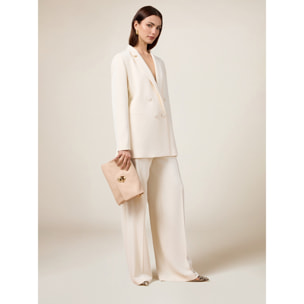 Oltre - Pantalones palazzo de tejido crepé - Blanco