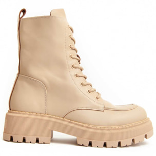 Bota De Plataforma - Beige - Altura: 5 Cm