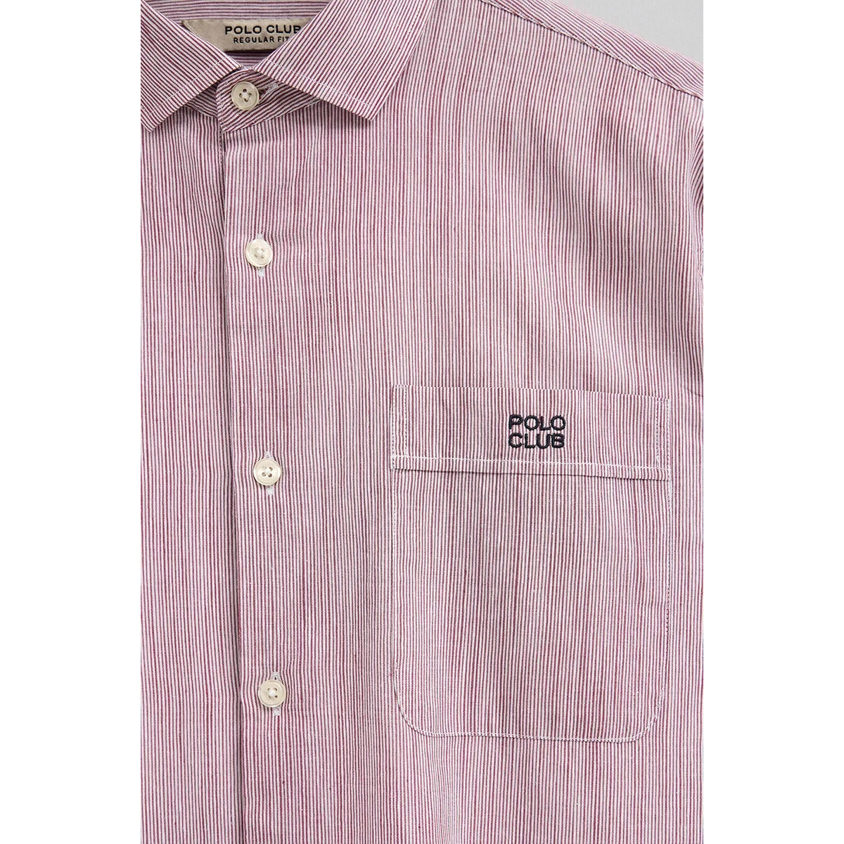 Camisa de rayas cotolino roja de corte regular con bordado Polo Club