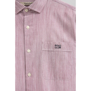 Camisa de rayas cotolino roja de corte regular con bordado Polo Club
