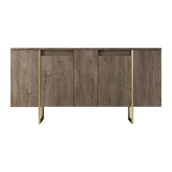 Buffet design bois et or 160 cm4 portes MINAS