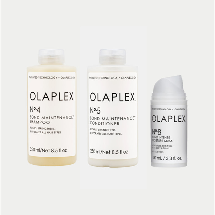 OLAPLEX Kit N°4 Bond Maintenance Shampoo 250ml + N°5 Bond Maintenance Conditioner 250ml + N°8 Bond Intense Moisture Mask 100ml
