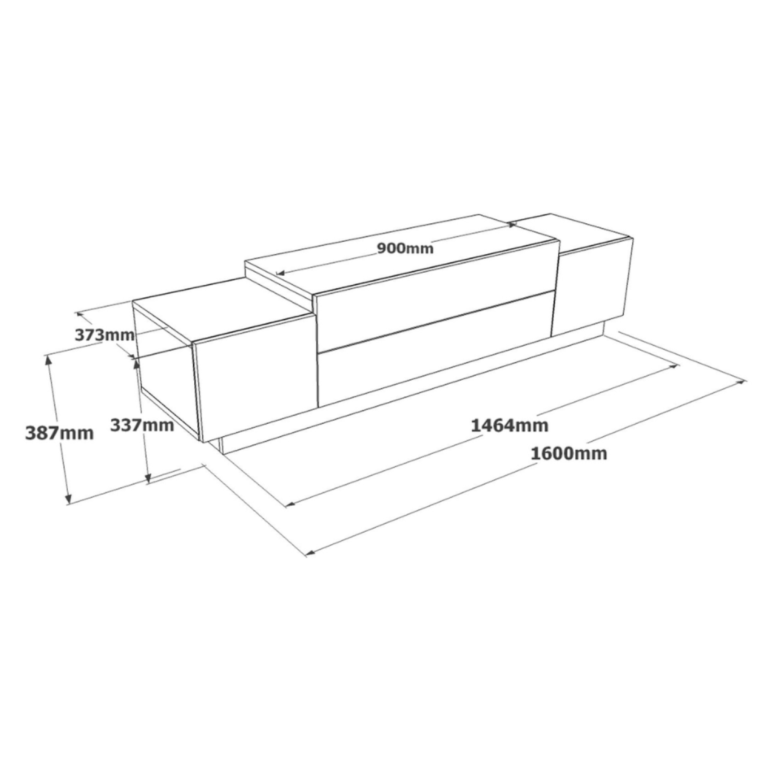 Meuble TV design blanc et bois 160 cm OLEM