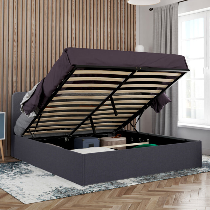 Lit avec tete de lit arrondie Louise - Gris
