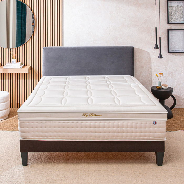 Ensemble Matelas Empereur & Sommier KIT15, 33 cm Mémoire de Forme et Gel Thermorégulateur, technologie Tri-Lattes, Soutien Ferme