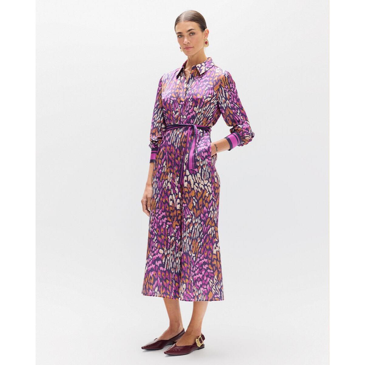 Abito viola con stampa animalier