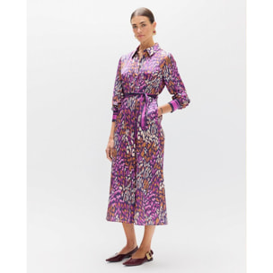 Abito viola con stampa animalier