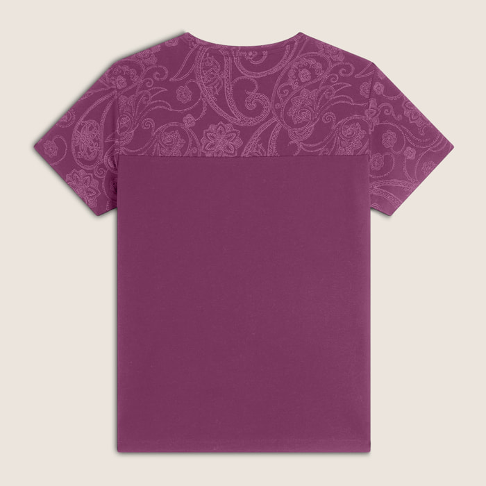 T-shirt donna in jersey con dettagli paisley