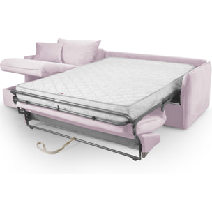 Canapé d'angle convertible express déhoussable 5 places en velours - GINA