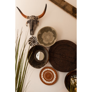 J-Line miroir Rond Forme De Bol - bois - marron - Ø 35 cm