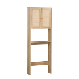 Etagère meuble WC décor bois et cannage Bohème 1 étagère 64 x 20 x 180 cm naturel