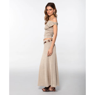 Falda midi elástica con brillo