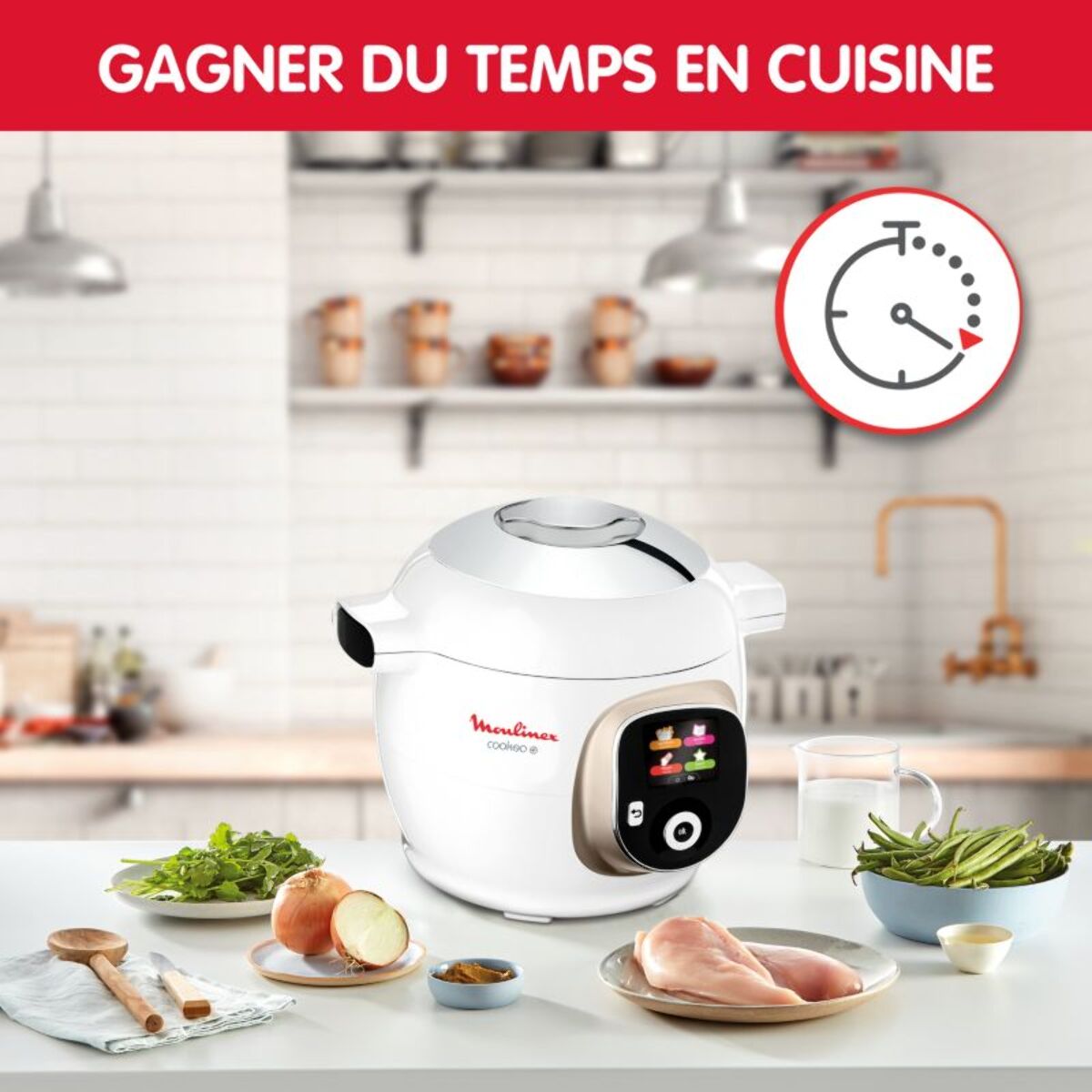 Cookeo MOULINEX CE85BA10 blanc 6 L, 6 modes de cuisson, 180 recttes