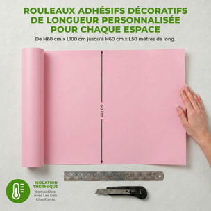 Rouleau adhésif décoratif Vinyle au Mètre - Rose poudre - Sticker Lavable Imperméable Mur Cuisine Meubles