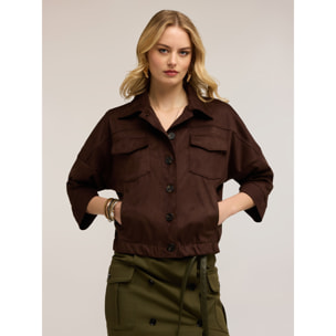 Motivi - Giubbotto corto over con tasche - Marrone