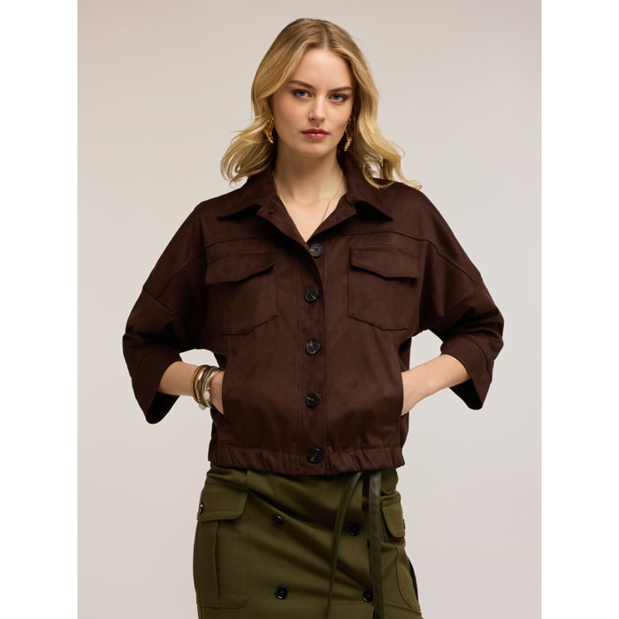 Motivi - Giubbotto corto over con tasche - Marrone