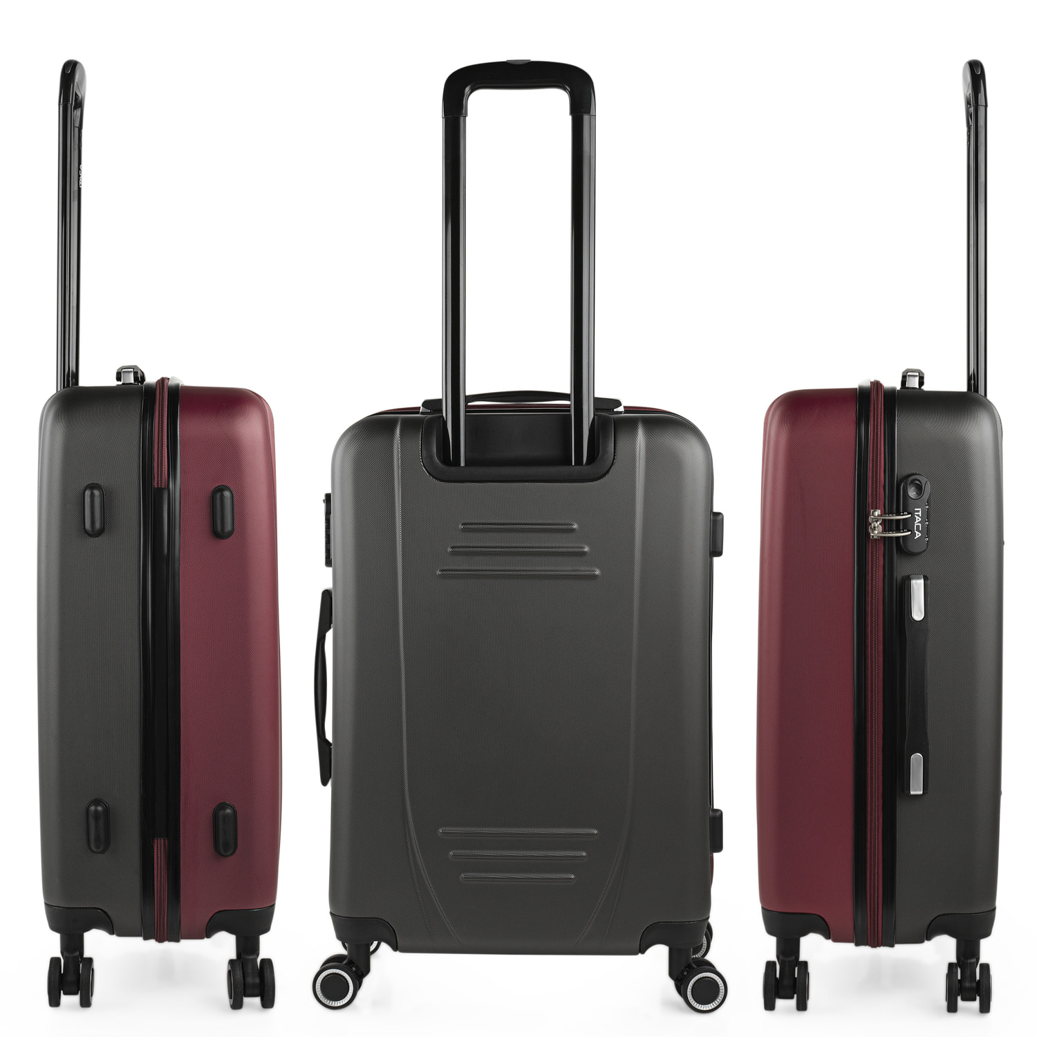 Maleta Itaca Tiber Set De 3 Unidades Granate-Antracita