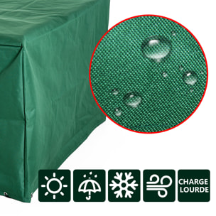 Housse de protection etanche pour meuble salon de jardin rectangulaire 210L x 140l x 80H cm vert