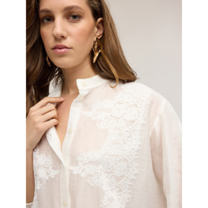 Motivi - Camicia misto lyocell con pizzo - Bianco