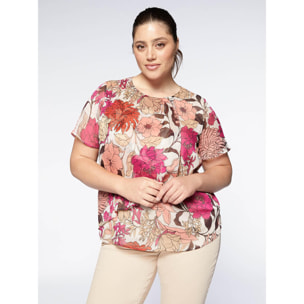 Fiorella Rubino - Blusa floral de crespón - Beige