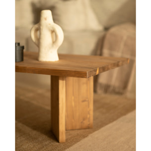 Table basse en bois massif en ton chêne foncé 120x55cm Hauteur: 40 Longueur: 120 Largeur: 55