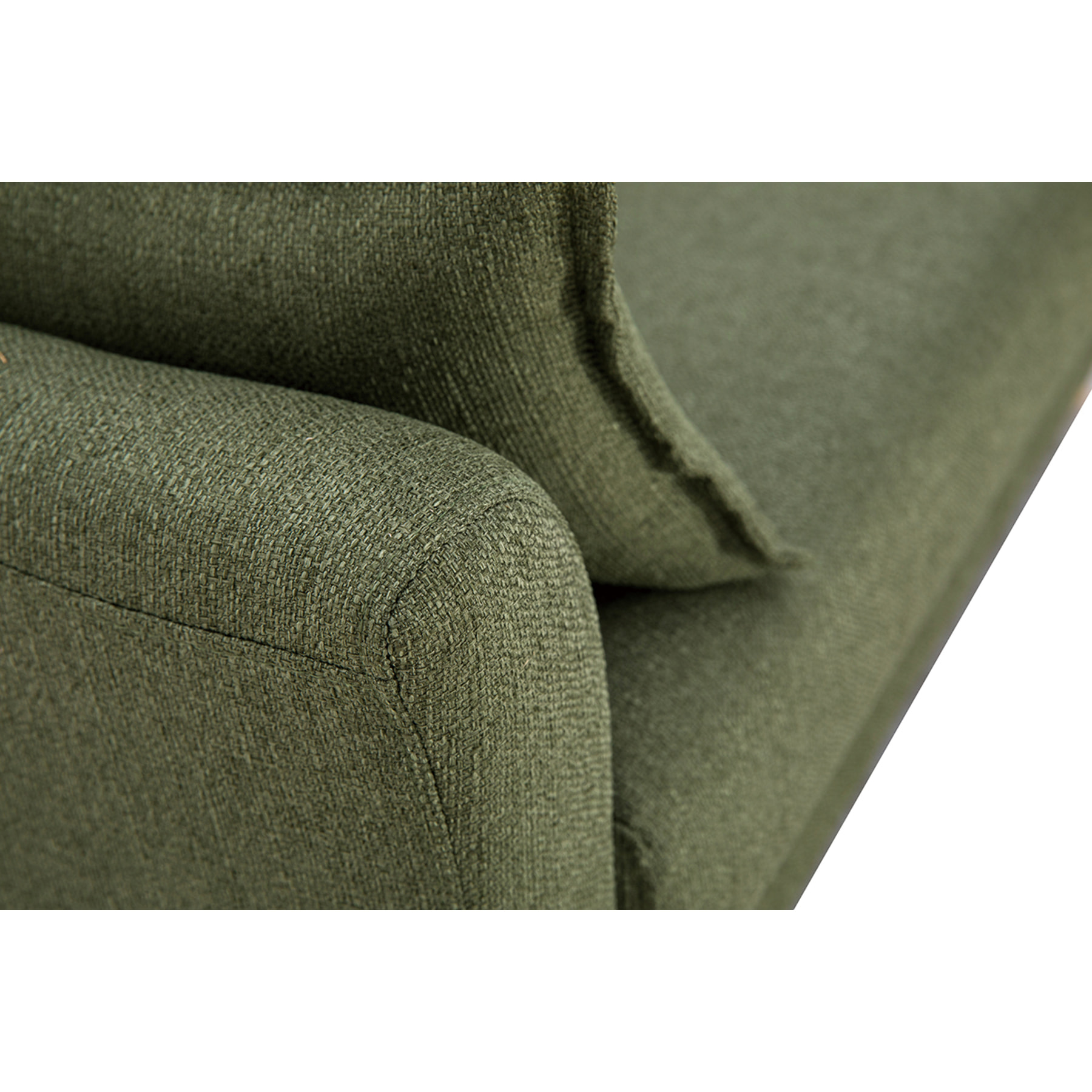 Canapé scandinave 2 places en tissu vert kaki et bois clair KATE