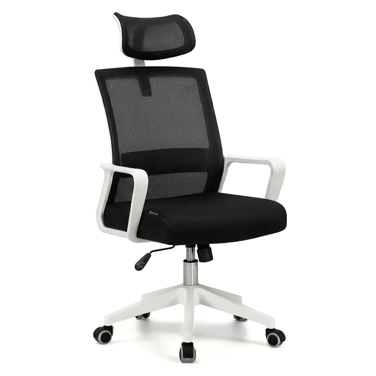 Silla de oficina ergonómica en blanco y negro 111-121x51 cm Dafne Tex Blanco - Negro