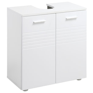 kleankin Mueble para Debajo del Lavabo Armario de Baño de Pared con 2 Puertas y Estante Interior Ajustable Estilo Moderno 60x30x62,5 cm Blanco