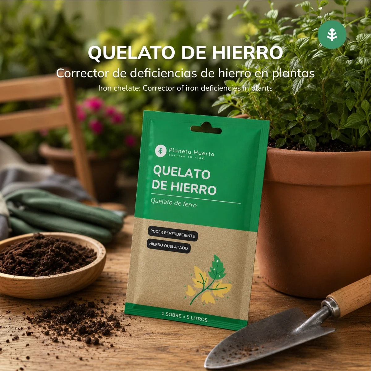 Pack Quelato de Hierrro soluble Planeta Huerto 5 uds para 25 L