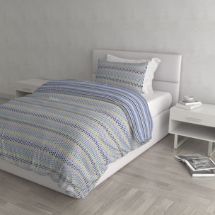PARURE COPRIPIUMINO ATHENA, 100% Cotone, Made in Italy - MALINDI BLU