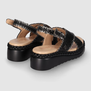Sandalias de Piel - Negro - Tacón: 5 cm