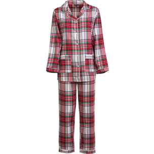 PIGIAMA DONNA flanella invernale quadro bianco e rosso