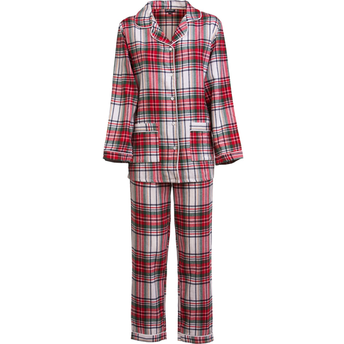 PIGIAMA DONNA flanella invernale quadro bianco e rosso