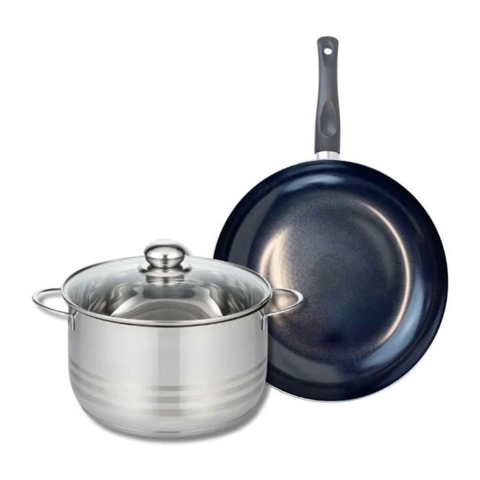 Ensemble de 1 Poêle de cuisson 28 cm et 1 faitout 24 cm Elo Prima Brillant