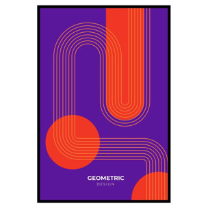 Affiche encadrée géométrique design violet orange Affiche + cadre en métal - Noir