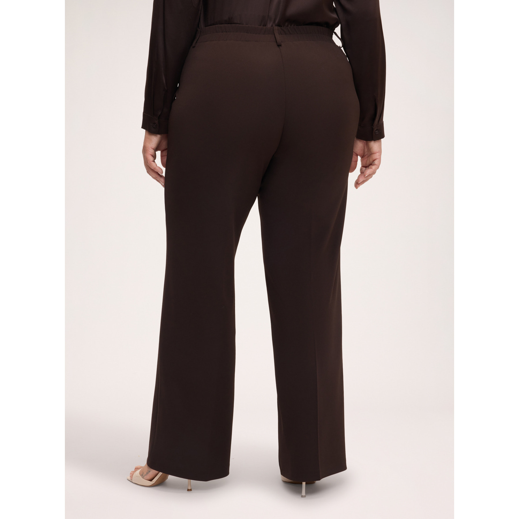 Fiorella Rubino - Pantaloni Wide Leg in tessuto stretch - Marrone