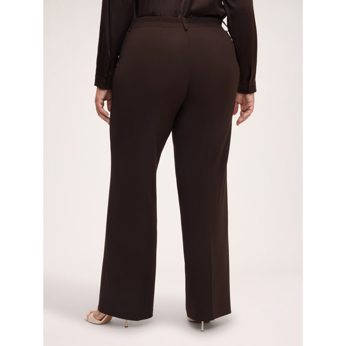 Fiorella Rubino - Pantaloni Wide Leg in tessuto stretch - Marrone