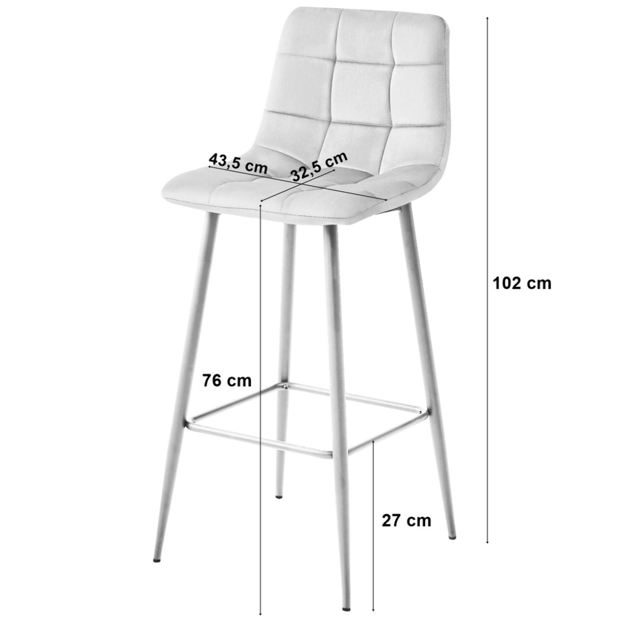 Sgabello Alto Arceto in Velluto Beige e Gambe Rovere