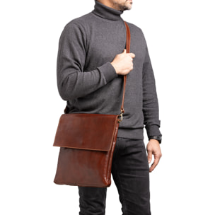 Borsa a tracolla  da uomo In Vera pelle Made in Italy 31x35x4 cm