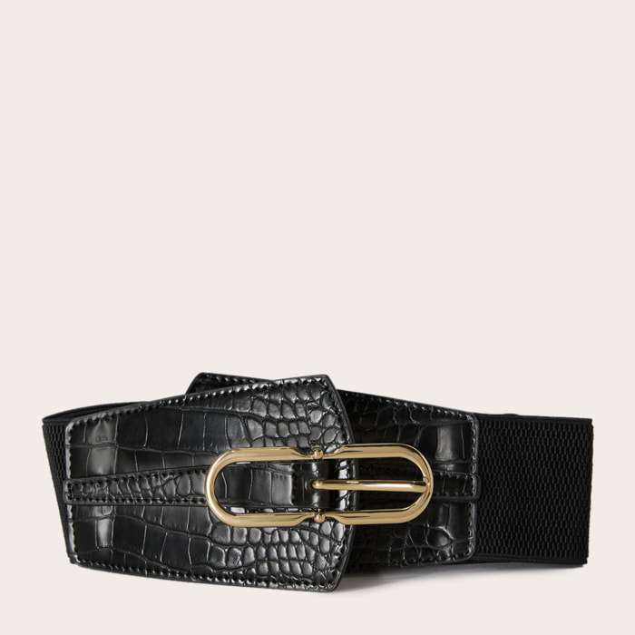 Motivi - Cinturón alto elástico con hebilla de metal - Negro