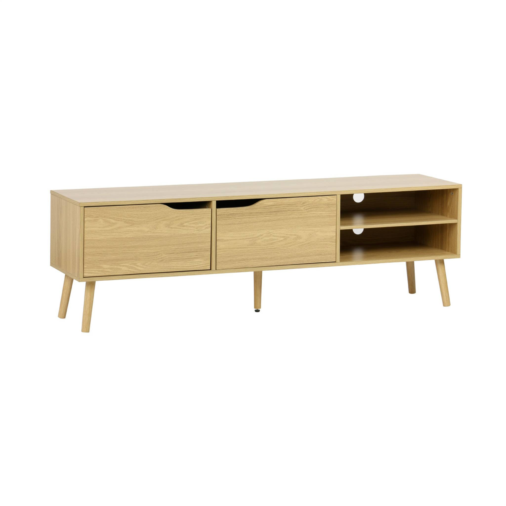Meuble TV effet frêne. 2 portes. 1 étagère. 160cm