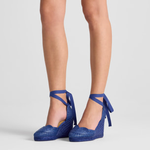 Alpargata Cacia cuña de yute tintada en rafia trenzada con forma de corazón