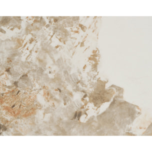 Lysa - table basse plateau effet marbre et pieds effets bois - 80 cm - Bois / Blanc