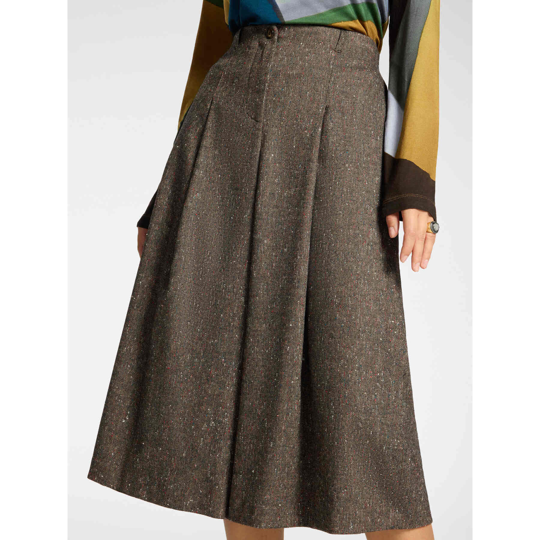 Elena Mirò - Pantaloni palazzo cropped - Marrone