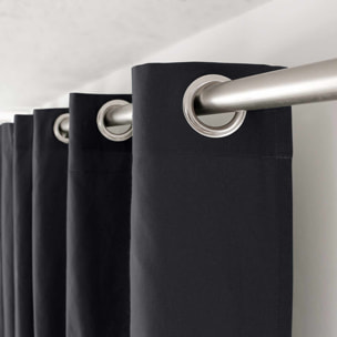 Rideau coloré en pur coton 8 œillets - Gris Foncé