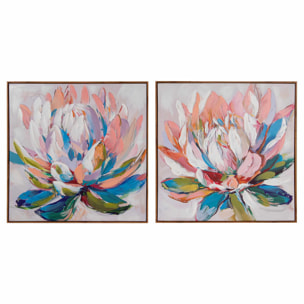 Set 2 Cuadros Flores 80%pintado A Mano 80x4x80cm