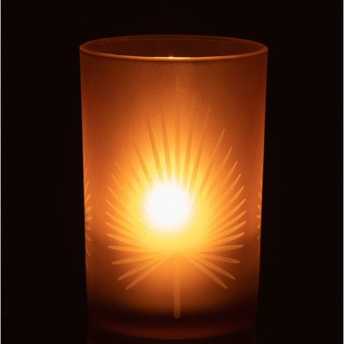 J-Line photophore Feuilles De Palmier - verre - beige - large