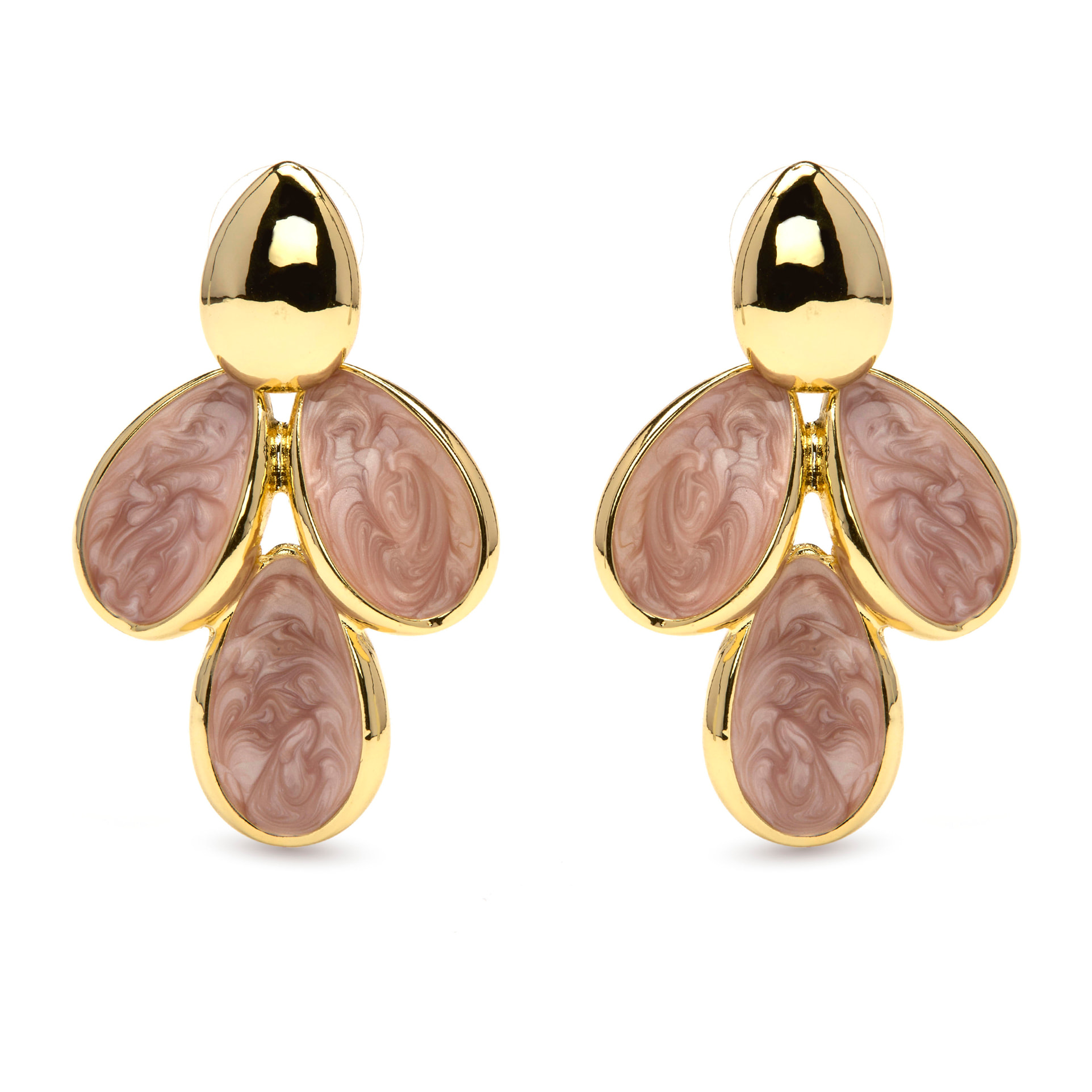 Pendientes de Lacado Rosa acabado en oro amarillo 18k