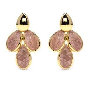 Pendientes de Lacado Rosa acabado en oro amarillo 18k