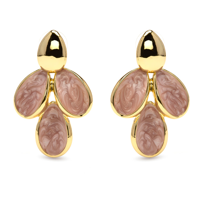 Pendientes de Lacado Rosa acabado en oro amarillo 18k